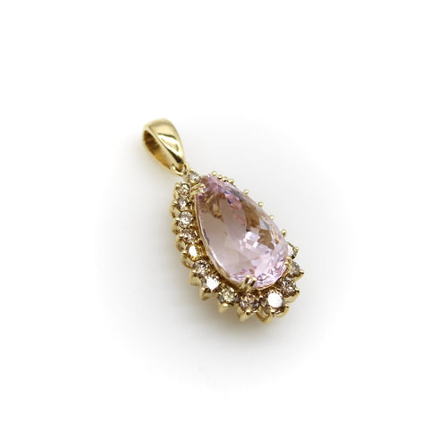 Pendentif Pendentif vintage en or 14 carats, kunzite et diamants cognac 58 Facettes