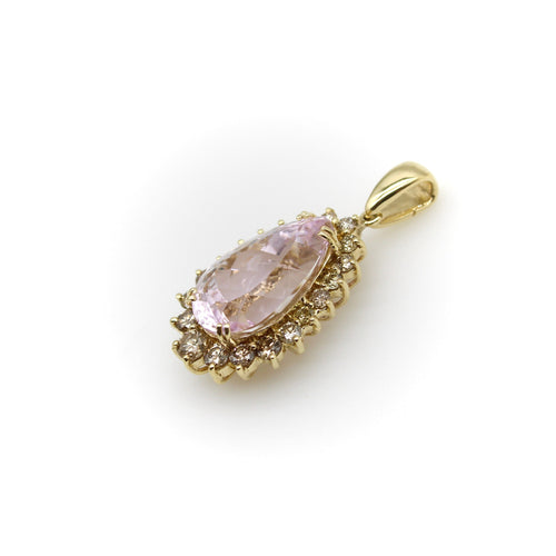 Pendentif Pendentif vintage en or 14 carats, kunzite et diamants cognac 58 Facettes