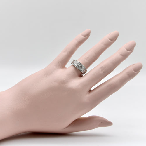 Bague Art déco - Bague bandeau trois rangs pavés en or blanc 18k et diamants 58 Facettes A2001R