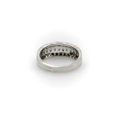 Bague Art déco - Bague bandeau trois rangs pavés en or blanc 18k et diamants 58 Facettes A2001R