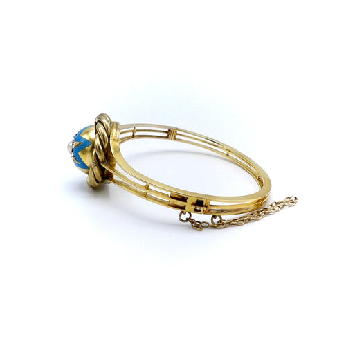 Bracelet Victorien - Bracelet étoile en or jaune 14 carats, émail, perle et diamants 58 Facettes