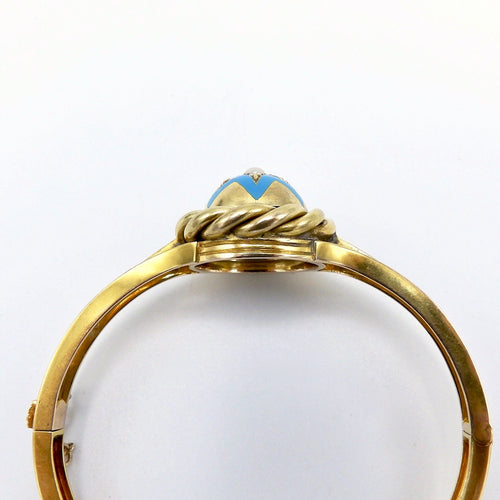 Bracelet Victorien - Bracelet étoile en or jaune 14 carats, émail, perle et diamants 58 Facettes