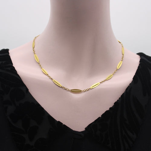 Collier Chaîne victorienne française - Collier en or 18k à maillons alternés 18” 58 Facettes