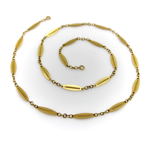 Collier Chaîne victorienne française - Maillons alternés en or 18 carats 58 Facettes