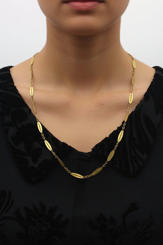 Collier Chaîne victorienne française - Maillons alternés en or 18 carats 58 Facettes