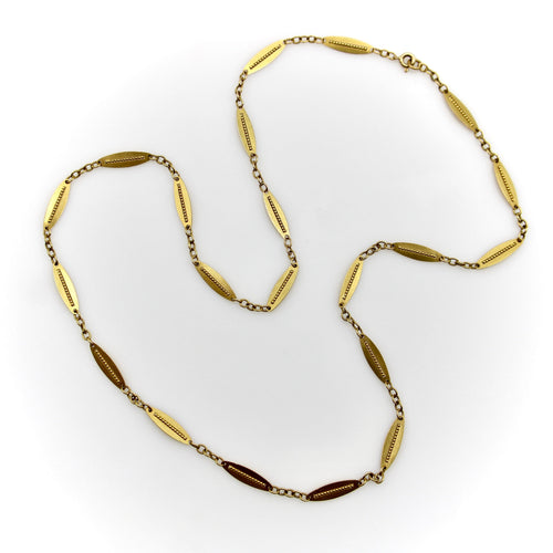 Collier Chaîne victorienne française - Maillons alternés en or 18 carats 58 Facettes