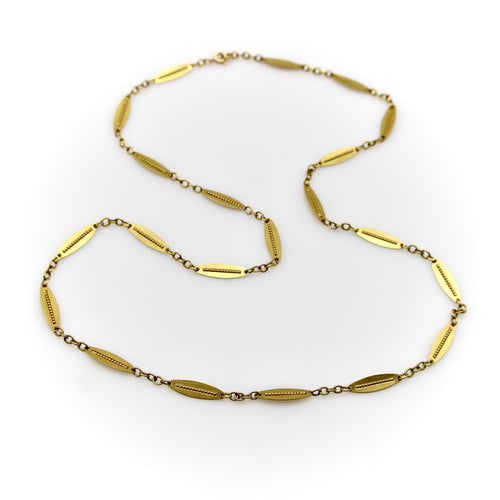 Collier Chaîne victorienne française - Maillons alternés en or 18 carats 58 Facettes