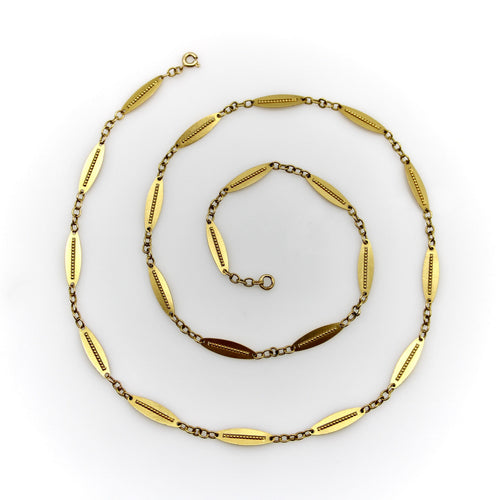 Collier Chaîne victorienne française - Maillons alternés en or 18 carats 58 Facettes