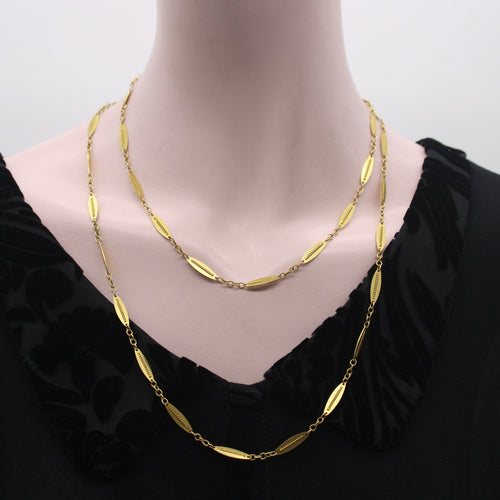 Collier Chaîne victorienne française - Maillons alternés en or 18 carats 58 Facettes