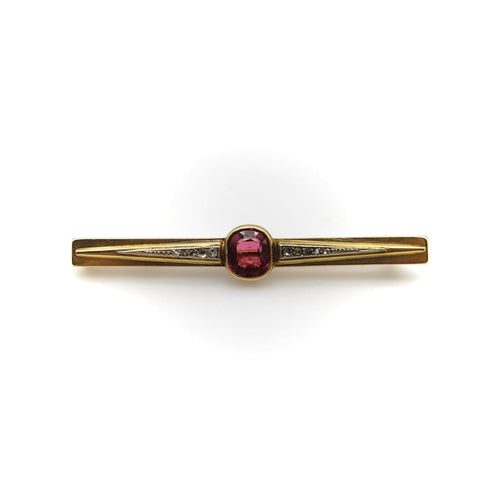 Broche Broche française - Broche en or 18 carats avec tourmaline et diamants 58 Facettes