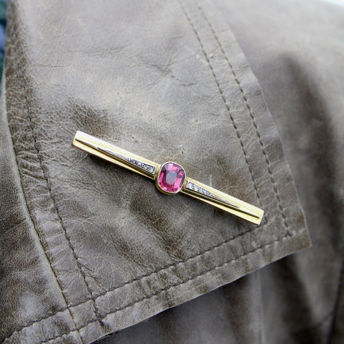Broche Broche française - Broche en or 18 carats avec tourmaline et diamants 58 Facettes