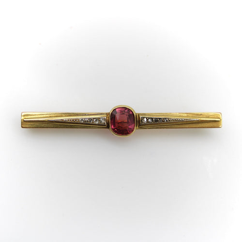 Broche Broche française - Broche en or 18 carats avec tourmaline et diamants 58 Facettes