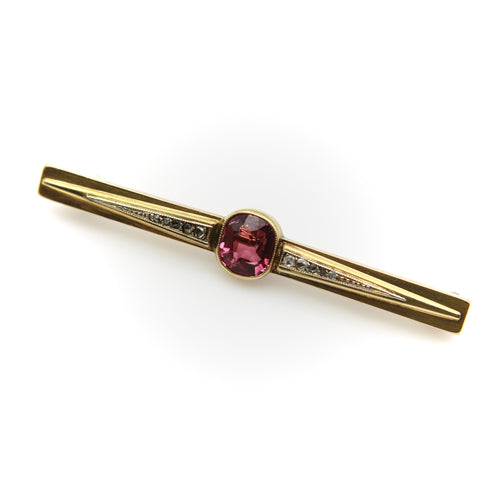 Broche Broche française - Broche en or 18 carats avec tourmaline et diamants 58 Facettes