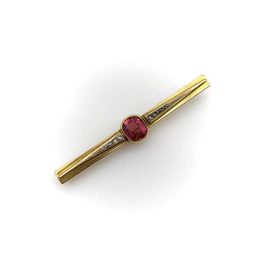 Broche Broche française - Broche en or 18 carats avec tourmaline et diamants 58 Facettes