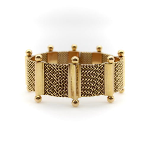 Bracelet Bracelet tissé moderniste en or jaune 18 carats 58 Facettes