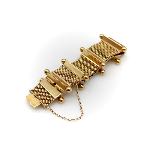 Bracelet Bracelet tissé moderniste en or jaune 18 carats 58 Facettes