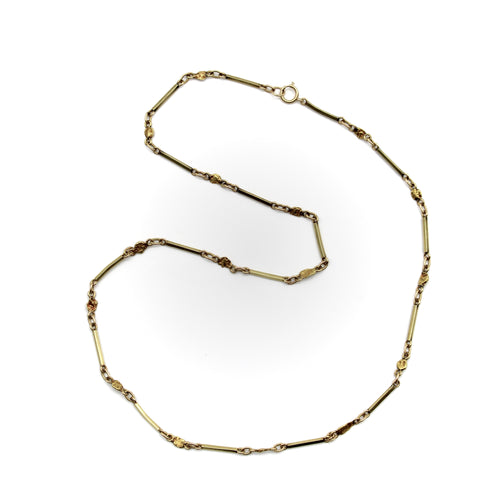 Collier Collier vintage à maillons barres et pépites en or 14K et 20K-24K 58 Facettes