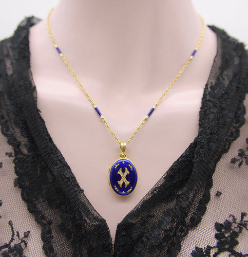 Pendentif Fabergé - Pendentif médaillon en or 18k, diamants et émail guilloché 58 Facettes