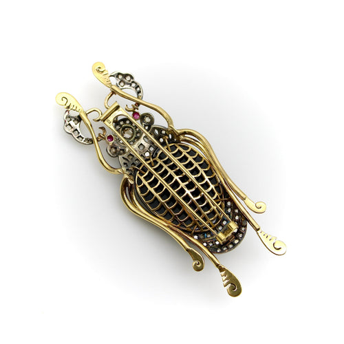 Broche Époque édouardienne - Broche scarabée en or 18k, argent et diamants 58 Facettes