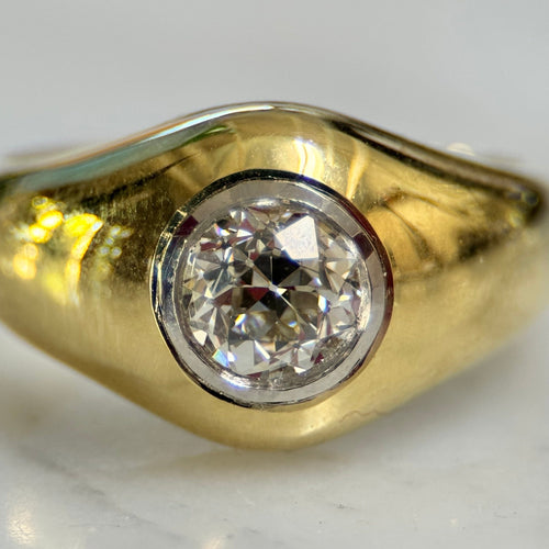 Bague 55 Signature Collection - Bague en or 18k et diamant taille ancienne 58 Facettes