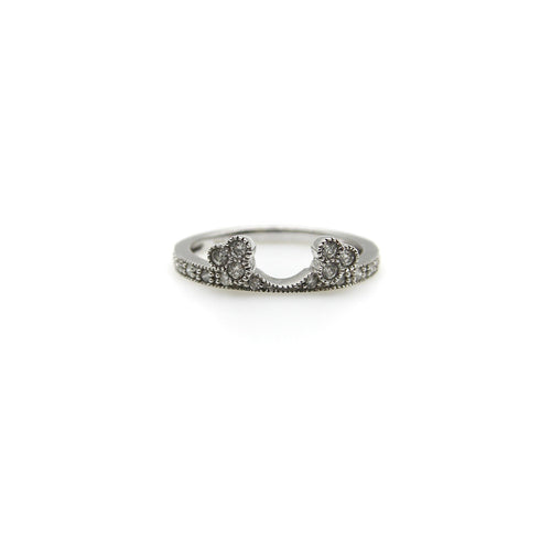 Bague 54 Bague de mariage contourée en or blanc 14K avec diamants 58 Facettes