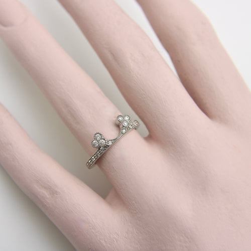 Bague 54 Bague de mariage contourée en or blanc 14K avec diamants 58 Facettes