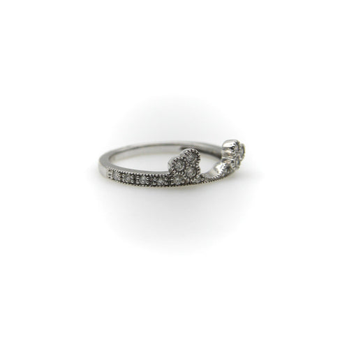 Bague 54 Bague de mariage contourée en or blanc 14K avec diamants 58 Facettes