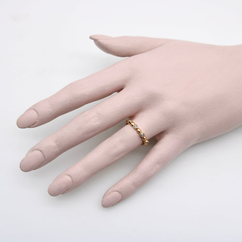 Bague 53 Bague vintage motif bulles en or rose 14k et diamants 58 Facettes