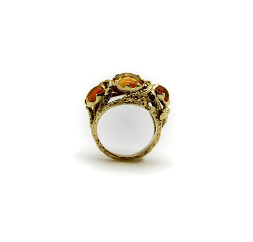 Bague 54 Bague briar patch en or jaune 14k et opales de feu 58 Facettes A1001J