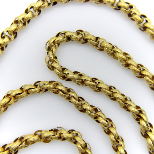 Collier Chaîne muff géorgienne - Collier en or 14 carats avec fermoir barillet fleuri 58 Facettes