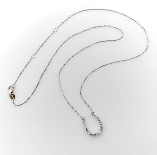 Collier Pendentif fer à cheval - Collier en or blanc 14K et diamants 58 Facettes A20035