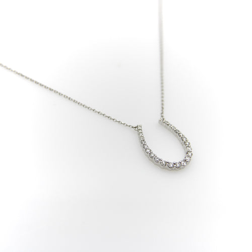 Collier Pendentif fer à cheval - Collier en or blanc 14K et diamants 58 Facettes A20035