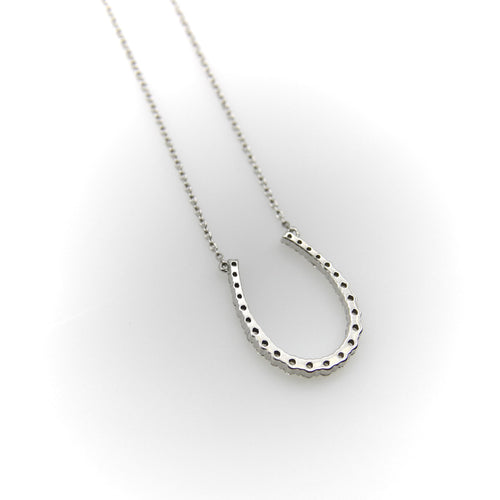 Collier Pendentif fer à cheval - Collier en or blanc 14K et diamants 58 Facettes A20035