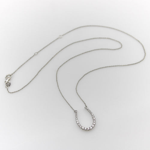 Collier Pendentif fer à cheval - Collier en or blanc 14K et diamants 58 Facettes A20035