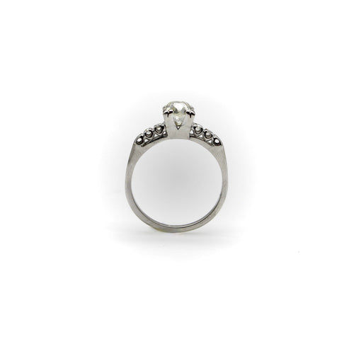 Bague 52 Art déco - Bague de fiançailles en or blanc 14k avec diamants taille ancienne 58 Facettes