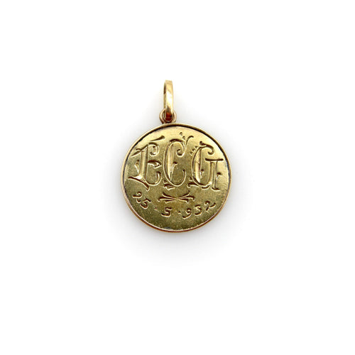 Pendentif Art déco - Pendentif médaillon Sacré-Cœur en or 18K et émail peint 58 Facettes