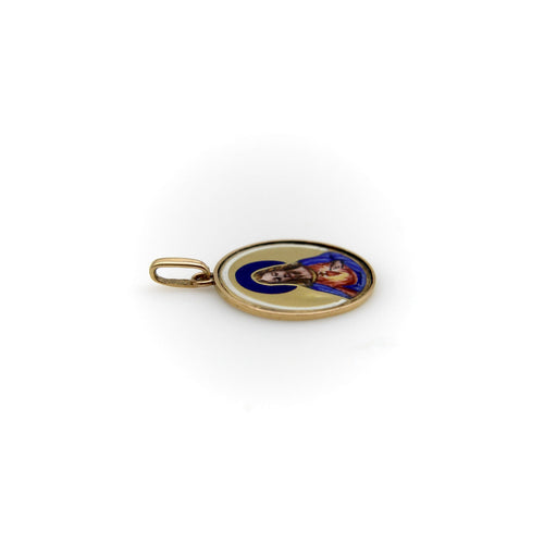 Pendentif Art déco - Pendentif médaillon Sacré-Cœur en or 18K et émail peint 58 Facettes