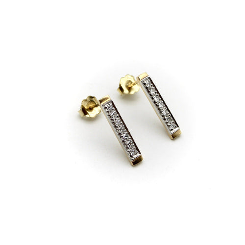 Boucles d'oreilles Boucles d’oreilles barre en or jaune et blanc 14K et diamants 58 Facettes