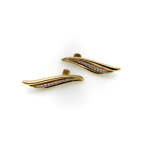Boucles d'oreilles Boucles d’oreilles ailes en or 14k et diamants 58 Facettes