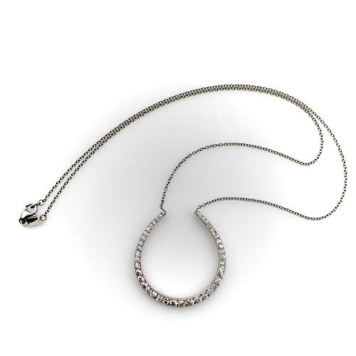 Collier Édouardien - Collier pendentif fer à cheval en platine et diamants 58 Facettes