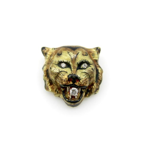 Pendentif Pendentif victorien tigre émaillé en or 14K et diamants 58 Facettes A1000A