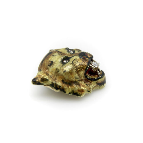 Pendentif Pendentif victorien tigre émaillé en or 14K et diamants 58 Facettes A1000A
