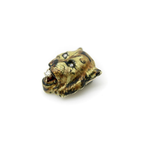 Pendentif Pendentif victorien tigre émaillé en or 14K et diamants 58 Facettes A1000A