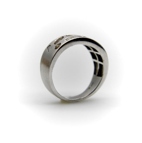 Bague 54 Bague confettis en or blanc 14K et diamants de couleurs 58 Facettes A10013