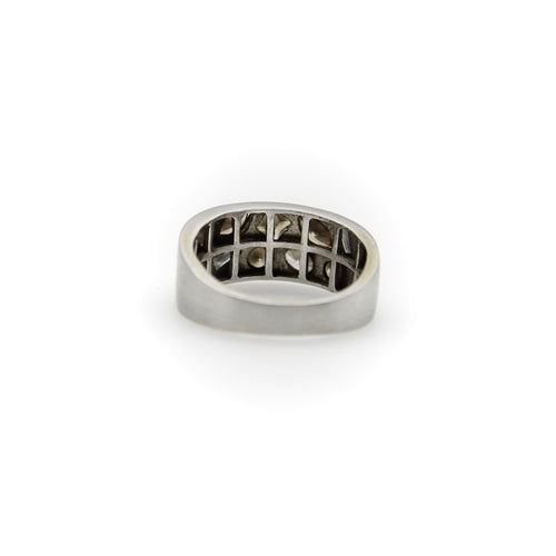 Bague 54 Bague confettis en or blanc 14K et diamants de couleurs 58 Facettes A10013