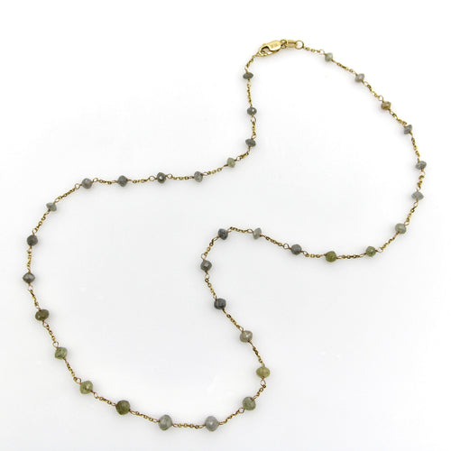 Collier Collier - Perles de diamants gris facettés en or jaune 18 carats 58 Facettes