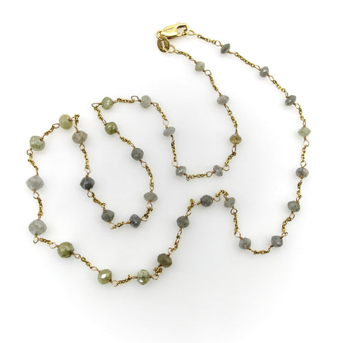 Collier Collier - Perles de diamants gris facettés en or jaune 18 carats 58 Facettes