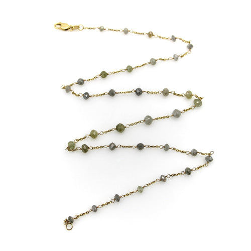 Collier Collier - Perles de diamants gris facettés en or jaune 18 carats 58 Facettes