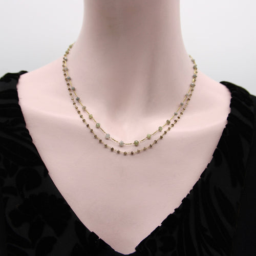 Collier Collier - Perles de diamants gris facettés en or jaune 18 carats 58 Facettes