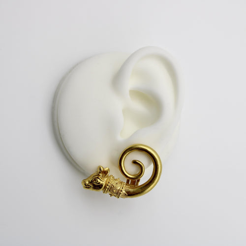 Boucles d'oreilles Lalaounis - Boucles d’oreilles tête de taureau spirale en or 22k 58 Facettes A2000X